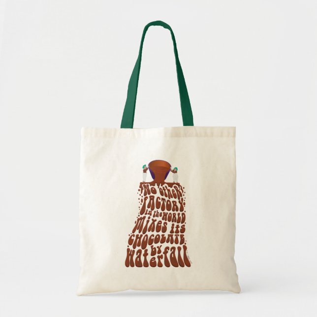 Bolsa Tote Willy Wonka Chocolate Waterfall Typografia (Frente)