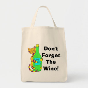 Bolsa Tote Wineycat "não esquece o vinho!" Saco de compras