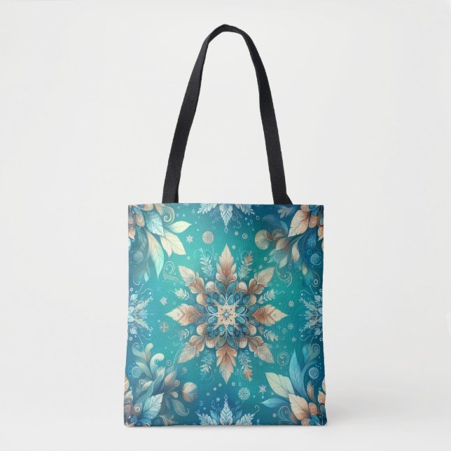 Bolsa Tote Winter Snowflakes  (Frente)