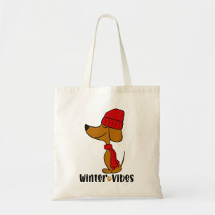 Bolsa Tote Winter Vibes Dachshund Tote Bag