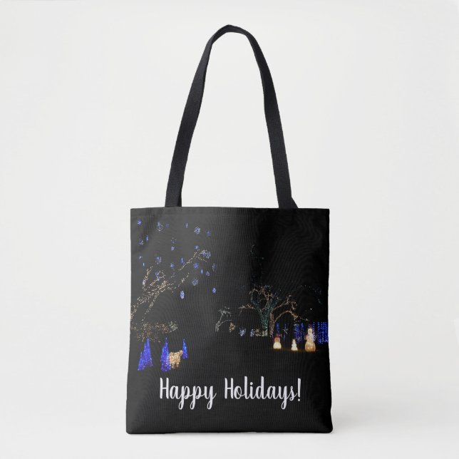 Bolsa Tote Winter Wonderland Lights Blue and White Holiday (Frente)