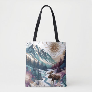 Bolsa Tote Winter Wonderland Moose Rustic Boho Standard