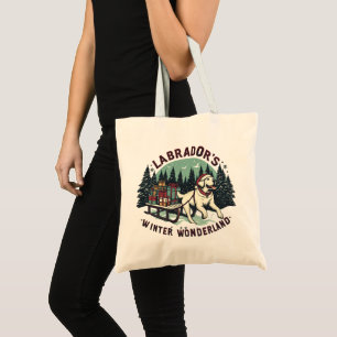 Bolsa Tote Winter Wonderland Vintage Labrador Dog Christmas