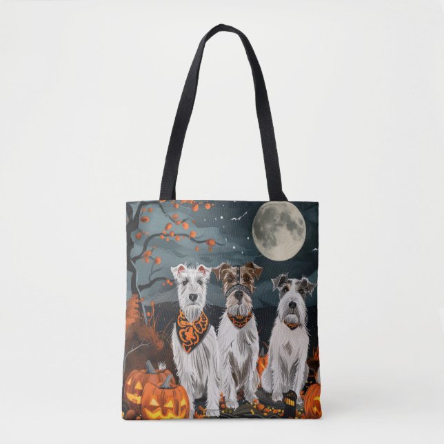 Bolsa Tote Wirefox Terrier Halloween Spooky (Frente)