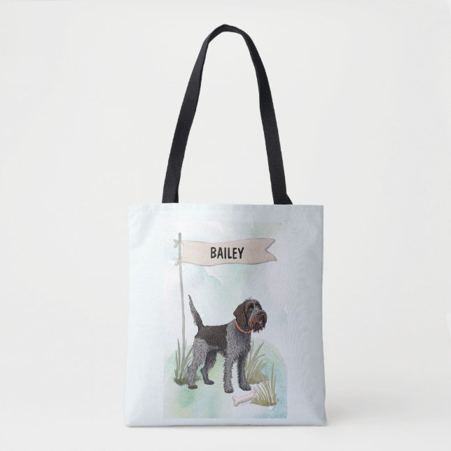 Bolsa Tote Wirehaired Pointing Griffon Aquarela Personalizar (Frente)