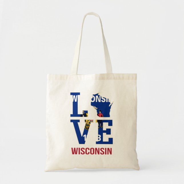 Bolsa Tote Wisconsin State Flag Love (Frente)