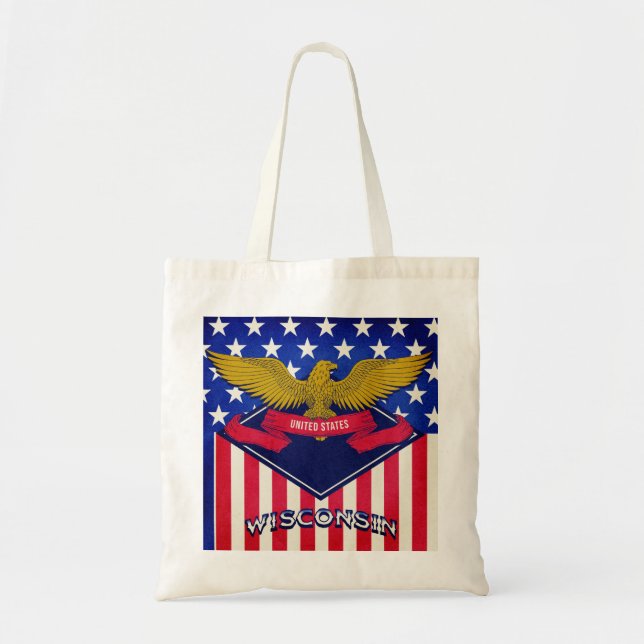 Bolsa Tote Wisconsin USA Flags (Frente)