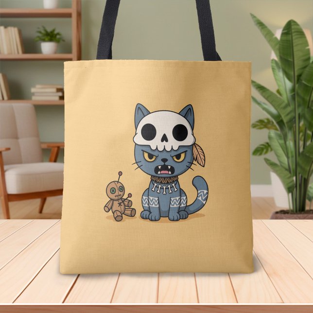 Bolsa Tote Witch Cat Voodoo Doll Yellow (Criador carregado)