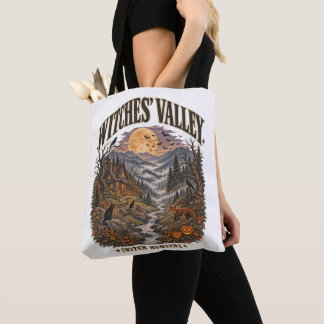 Bolsa Tote Witches' Valley Halloween Gótico Cottagecore