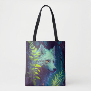 Bolsa Tote Wolf Animal Portrait Pintura de Vida Selvagem ao a