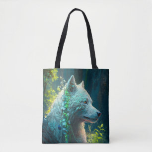 Bolsa Tote Wolf Animal Portrait Pintura de Vida Selvagem ao a