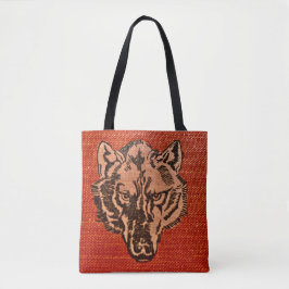Bolsa Tote Wolf Head on Red