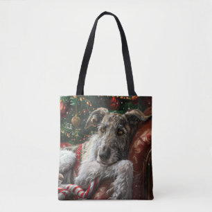 Bolsa Tote Wolf Hound Dog Natal Festivo