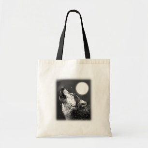 Bolsa Tote Wolf Howling na Lua