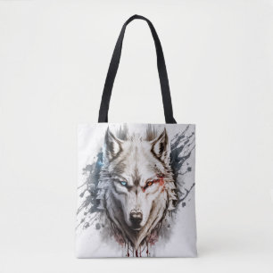 Bolsa Tote Wolf Portrait Animal Painting Willife Outdoor
