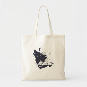 Bolsa Tote Wolf Tote Bag de Exposição Dupla, montanha do Lobo