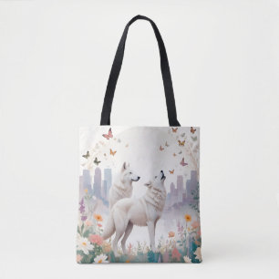 Bolsa Tote Wolf Vintage Animal Nature Environment Art