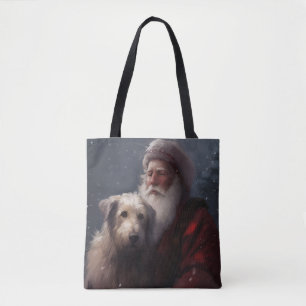 Bolsa Tote Wolfhound com Papai Noel Natal Festivo