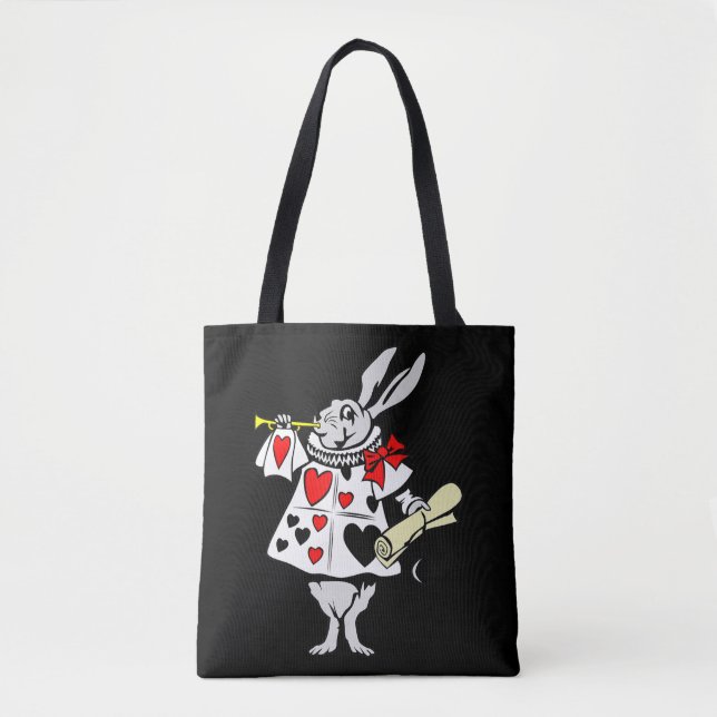 Bolsa Tote Wonderland Rabbit Páscoa Bunny Tocando Música (Frente)