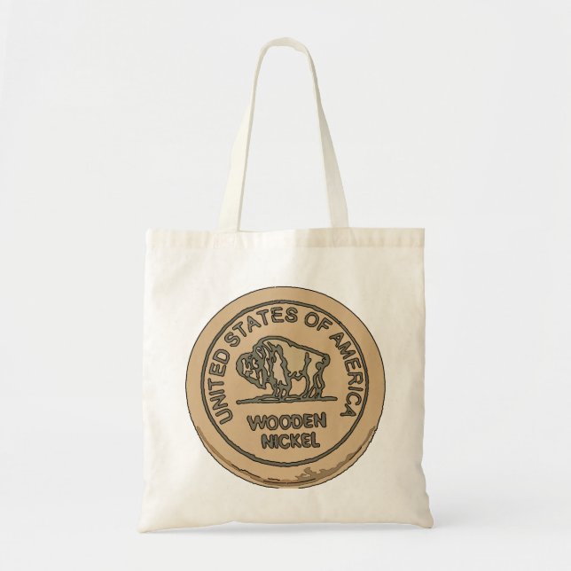 Bolsa Tote Wooden Buffalo Nickel, adicionar texto (Frente)