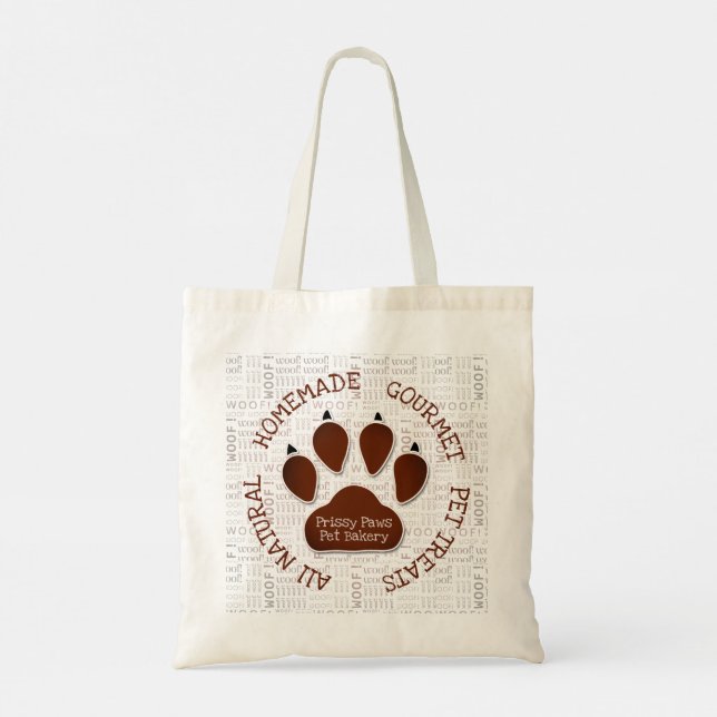Bolsa Tote Woody Art e Brown Dog Paw Business Name (Verso)