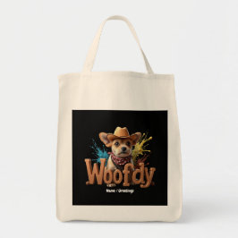 Bolsa Tote Woofdy Funny Western Cowboy Dog no Texas