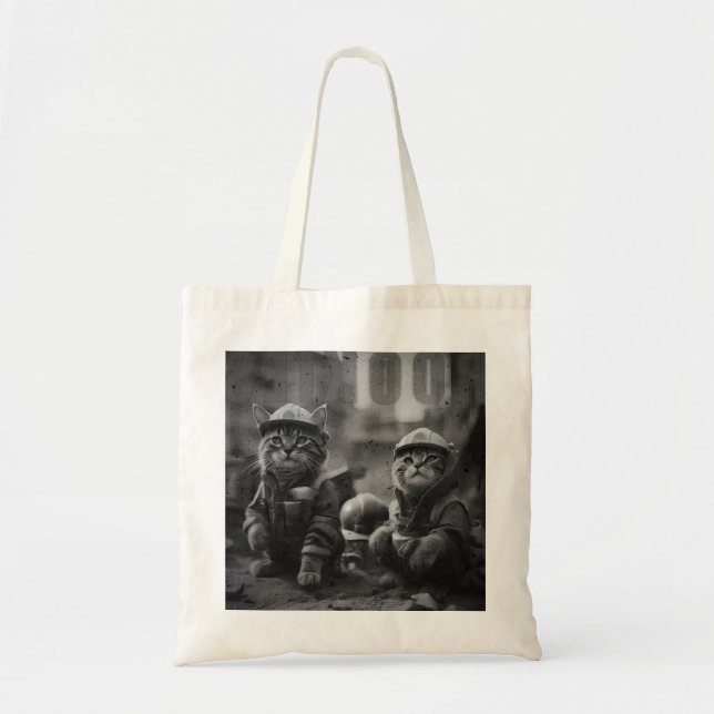 Bolsa Tote working cats-2-BW (Frente)