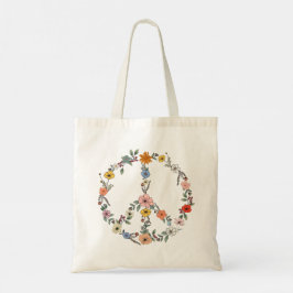 Bolsa Tote World Peace Love Wildflower Vintage Floral Pattern