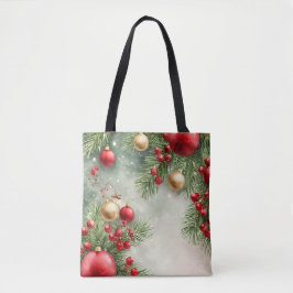 Bolsa Tote Wreath Token Bag de Natal com Aquarela