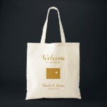 Bolsa Tote Wyoming Wedding Welcome Bag com Mapa, Dourado<br><div class="desc">Saco de presentes de boas-vindas para convidados fora da cidade para o seu casamento,  apresentando a imagem de Wyoming,  com coração que você pode colocar no local exato. Preencha a bolsa com seus doces favoritos.</div>