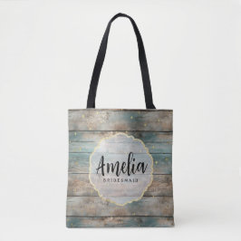 Bolsa Tote Xabby Chic Pastel de Madeira Damas de Honra Nome