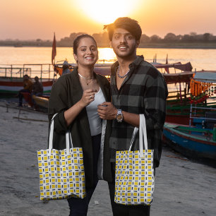 Bolsa Tote Xadrez Amarelo Verificada