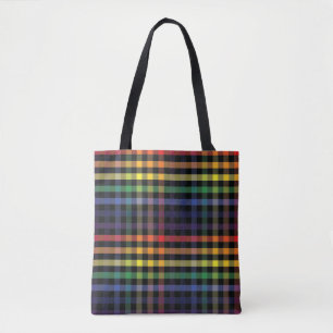Bolsa Tote Xadrez arco-íris