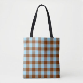 Bolsa Tote Xadrez Azul Blizzard e Marrom Livido