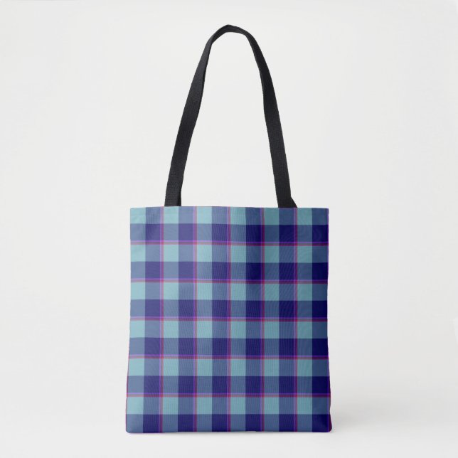 Bolsa Tote Xadrez Azul Neptune e Golfo (Frente)