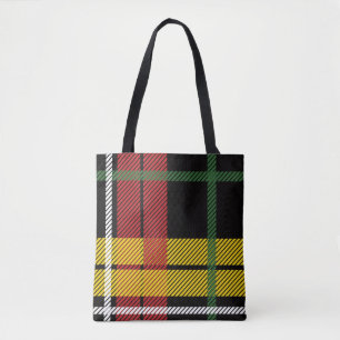 Bolsa Tote Xadrez branca amarela preta Tartan Buffalo Impress