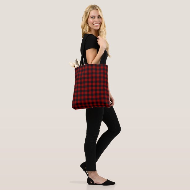 Bolsa Tote Xadrez Búfalo Vermelho e Preto (No(a) Modelo)