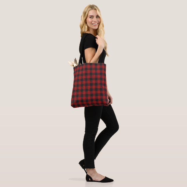 Bolsa Tote Xadrez Checkered clássica moderna preta vermelha (No(a) Modelo)