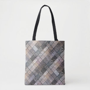 Bolsa Tote Xadrez cinza .