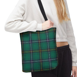Bolsa Tote Xadrez Clan Henderson Tartan Green Blue Check