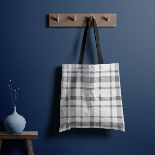 Bolsa Tote Xadrez clássica Tartan, Cinzas neutra por padrão e