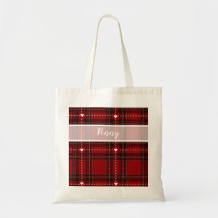 Bolsa Tote Xadrez Coração Vermelho