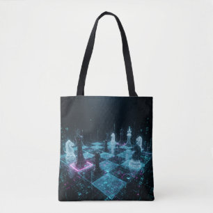 Bolsa Tote Xadrez Cyberpunk, Jogo de Tabuleiro Digital Neon S