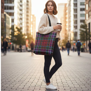 Bolsa Tote Xadrez das Terras Altas - Xadrez Vermelho e Verde 