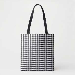 Bolsa Tote Xadrez de Argyle. Escocês em branco e preto