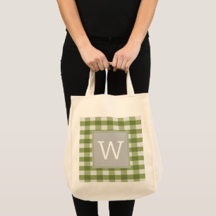 Bolsa Tote Xadrez de Buffalo Verde Monograma Token Bag