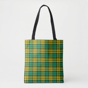 Bolsa Tote Xadrez de Campbell Tartan verde-amarela