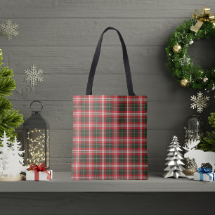 Bolsa Tote Xadrez de Natal da Xadrez Verde Vermelha