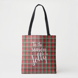 Bolsa Tote Xadrez de Natal Red and Green Tartan