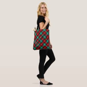 Bolsa Tote Xadrez de Natal vermelho e verde